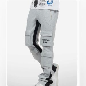 Antoon Heather Grey Stacked Flare Track Pants